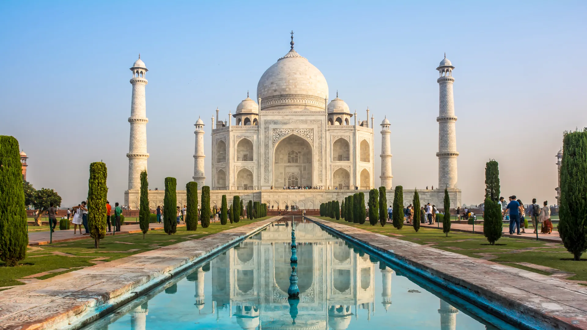 White marble Taj Mahal in Agra